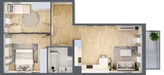 3 pokoje, mieszkanie 59,57 m², piętro 2, oferta nr 9, Osiedle Metropol, Lublin, Dziesiąta, ul. Kunickiego 28