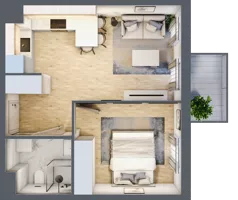 2 pokoje, mieszkanie 35,75 m², piętro 1, oferta nr 34, Osiedle Metropol, Lublin, Dziesiąta, ul. Kunickiego 28