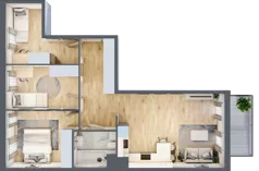 4 pokoje, mieszkanie 69,09 m², piętro 2, oferta nr 40, Osiedle Metropol, Lublin, Dziesiąta, ul. Kunickiego 28