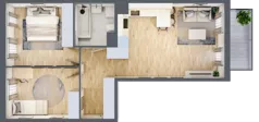 3 pokoje, mieszkanie 60,27 m², piętro 3, oferta nr 22, Osiedle Metropol, Lublin, Dziesiąta, ul. Kunickiego 28