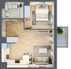 2 pokoje, mieszkanie 41,37 m², piętro 2, oferta nr 8, Osiedle Metropol, Lublin, Dziesiąta, ul. Kunickiego 28
