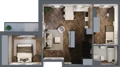 3 pokoje, mieszkanie 55,95 m², piętro 1, oferta nr M.1.6, Lipowa 43, Łódź, Polesie, Stare Polesie, ul. Lipowa 43