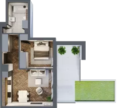 2 pokoje, mieszkanie 40,73 m², piętro 1, oferta nr M.1.1, Lipowa 43, Łódź, Polesie, Stare Polesie, ul. Lipowa 43