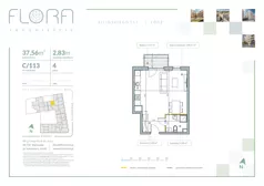 1 pokój, mieszkanie 37,56 m², piętro 4, oferta nr 113, Flora Śródmieście, Łódź, Śródmieście, ul. płk. Jana Kilińskiego 111