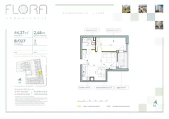 2 pokoje, mieszkanie 44,37 m², piętro 1, oferta nr 27, Flora Śródmieście, Łódź, Śródmieście, ul. płk. Jana Kilińskiego 111