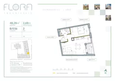 2 pokoje, mieszkanie 48,28 m², piętro 2, oferta nr 36, Flora Śródmieście, Łódź, Śródmieście, ul. płk. Jana Kilińskiego 111