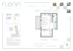 2 pokoje, mieszkanie 49,78 m², piętro 2, oferta nr 84, Flora Śródmieście, Łódź, Śródmieście, ul. płk. Jana Kilińskiego 111