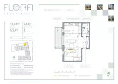 2 pokoje, mieszkanie 49,84 m², piętro 5, oferta nr 114, Flora Śródmieście, Łódź, Śródmieście, ul. płk. Jana Kilińskiego 111