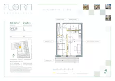 2 pokoje, apartament 48,52 m², piętro 1, oferta nr 128, Flora Śródmieście, Łódź, Śródmieście, ul. płk. Jana Kilińskiego 111