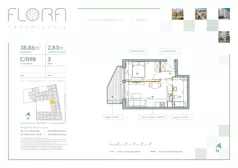 2 pokoje, mieszkanie 38,86 m², piętro 3, oferta nr 98, Flora Śródmieście, Łódź, Śródmieście, ul. płk. Jana Kilińskiego 111