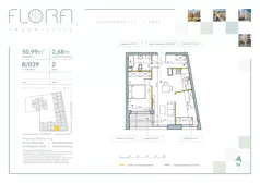 3 pokoje, mieszkanie 50,99 m², piętro 2, oferta nr 39, Flora Śródmieście, Łódź, Śródmieście, ul. płk. Jana Kilińskiego 111