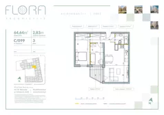 3 pokoje, apartament 64,64 m², piętro 3, oferta nr 99, Flora Śródmieście, Łódź, Śródmieście, ul. płk. Jana Kilińskiego 111