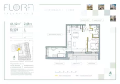 3 pokoje, apartament 61,12 m², piętro 1, oferta nr 129, Flora Śródmieście, Łódź, Śródmieście, ul. płk. Jana Kilińskiego 111