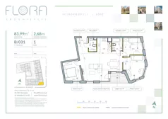 4 pokoje, mieszkanie 83,99 m², piętro 1, oferta nr 31, Flora Śródmieście, Łódź, Śródmieście, ul. płk. Jana Kilińskiego 111