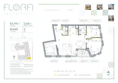 4 pokoje, mieszkanie 83,99 m², piętro 3, oferta nr 49, Flora Śródmieście, Łódź, Śródmieście, ul. płk. Jana Kilińskiego 111
