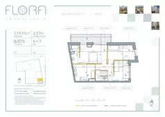 4 pokoje, mieszkanie 119,91 m², piętro 6, oferta nr 75, Flora Śródmieście, Łódź, Śródmieście, ul. płk. Jana Kilińskiego 111