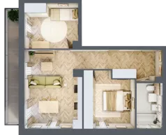 3 pokoje, mieszkanie 55,56 m², piętro 1, oferta nr M6, Aura Orłowo, Gdynia, Orłowo, Kolibki, ul. Aleja Zwycięstwa 193