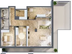 4 pokoje, mieszkanie 102,97 m², piętro 1, oferta nr M4, Aura Orłowo, Gdynia, Orłowo, Kolibki, ul. Aleja Zwycięstwa 193