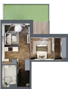 2 pokoje, mieszkanie 40,61 m², parter, oferta nr B1.M7, Sosnovia, Sosnowiec, Dańdówka, ul. Mariana Maliny/Grzybowa