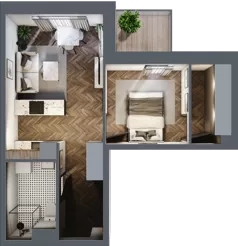2 pokoje, mieszkanie 40,61 m², piętro 1, oferta nr B1.M15, Sosnovia, Sosnowiec, Dańdówka, ul. Mariana Maliny/Grzybowa