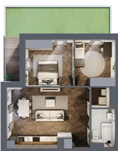 3 pokoje, mieszkanie 58,57 m², piętro 1, oferta nr B1.M14, Sosnovia, Sosnowiec, Dańdówka, ul. Mariana Maliny/Grzybowa