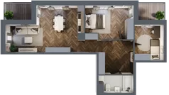 3 pokoje, mieszkanie 66,22 m², piętro 1, oferta nr B2.M7, Sosnovia, Sosnowiec, Dańdówka, ul. Mariana Maliny/Grzybowa
