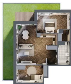 3 pokoje, mieszkanie 72,70 m², parter, oferta nr B3.M1, Sosnovia, Sosnowiec, Dańdówka, ul. Mariana Maliny/Grzybowa
