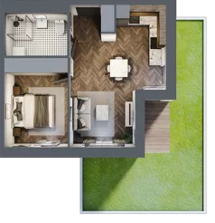 2 pokoje, mieszkanie 40,51 m², parter, oferta nr B3.M3, Sosnovia, Sosnowiec, Dańdówka, ul. Mariana Maliny/Grzybowa