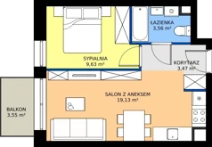 2 pokoje, apartament 35,79 m², piętro 1, oferta nr 57, Marina Residence Puck, Puck, ul. Aleja Lipowa 4