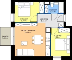 3 pokoje, apartament 48,17 m², piętro 1, oferta nr 13, Marina Residence Puck, Puck, ul. Aleja Lipowa 4
