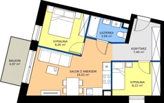 3 pokoje, apartament 47,63 m², piętro 2, oferta nr 65, Marina Residence Puck, Puck, ul. Aleja Lipowa 4