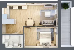 2 pokoje, mieszkanie 38,32 m², piętro 2, oferta nr M18, Osiedle Wędrowna bud. B1, Lublin, Sławin, ul. Wędrowna