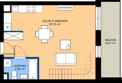 1 pokój, mieszkanie 65,48 m², piętro 3, oferta nr B1-M26, Osiedle Wędrowna, Lublin, Sławin, ul. Wędrowna