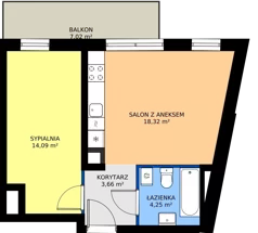 2 pokoje, mieszkanie 40,32 m², piętro 1, oferta nr 1.04, Białoprądnicka Park, Kraków, Prądnik Biały, ul. Białoprądnicka 5