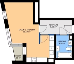 1 pokój, mieszkanie 36,73 m², piętro 2, oferta nr 2.08, Białoprądnicka Park, Kraków, Prądnik Biały, ul. Białoprądnicka 5