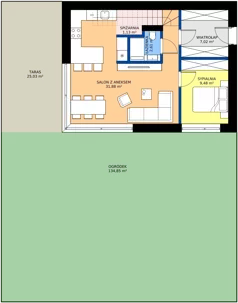 5 pokoi, mieszkanie 101,03 m², parter, oferta nr A25, Kosocicka Ambient, Kraków, Podgórze Duchackie, Piaski Wielkie, ul. Kosocicka