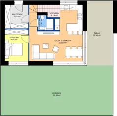 5 pokoi, mieszkanie 99,97 m², parter, oferta nr A1, Kosocicka Ambient, Kraków, Podgórze Duchackie, Piaski Wielkie, ul. Kosocicka