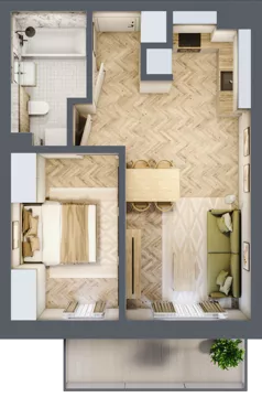 2 pokoje, mieszkanie 39,50 m², piętro 2, oferta nr 16, Ogrody Sukiennicze, Łódź, Śródmieście, ul. Rewolucji 1905r. 59B