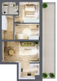 3 pokoje, apartament 56,60 m², piętro 1, oferta nr 14, Ogrody Sukiennicze, Łódź, Śródmieście, ul. Rewolucji 1905r. 59B