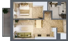 2 pokoje, apartament 43,60 m², piętro 1, oferta nr 12, Ogrody Sukiennicze, Łódź, Śródmieście, ul. Rewolucji 1905r. 59B