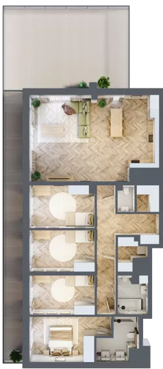 3 pokoje, apartament 56,60 m², piętro 6, oferta nr 69, Ogrody Sukiennicze, Łódź, Śródmieście, ul. Rewolucji 1905r. 59B