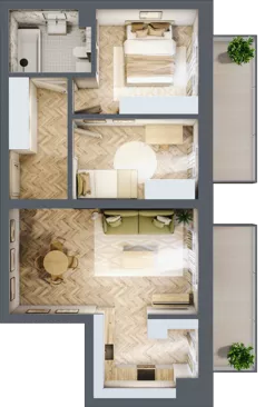 3 pokoje, apartament 56,60 m², piętro 2, oferta nr 27, Ogrody Sukiennicze, Łódź, Śródmieście, ul. Rewolucji 1905r. 59B