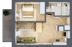 2 pokoje, mieszkanie 39,30 m², piętro 1, oferta nr 11, Ogrody Sukiennicze, Łódź, Śródmieście, ul. Rewolucji 1905r. 59B