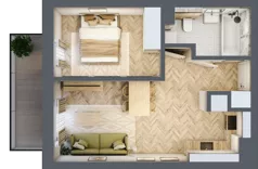 2 pokoje, mieszkanie 39,30 m², piętro 1, oferta nr 10, Ogrody Sukiennicze, Łódź, Śródmieście, ul. Rewolucji 1905r. 59B