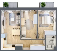 3 pokoje, mieszkanie 53,82 m², piętro 2, oferta nr B’.10, Osiedle Maureska, Toruń, Wrzosy, JAR, ul. Konrada Grasera 2 / Strobanda 6