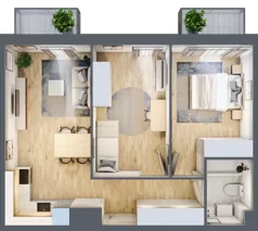 3 pokoje, mieszkanie 53,82 m², piętro 3, oferta nr B’.18, Osiedle Maureska, Toruń, Wrzosy, JAR, ul. Konrada Grasera 2 / Strobanda 6