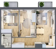 3 pokoje, mieszkanie 53,74 m², piętro 2, oferta nr B’.17, Osiedle Maureska, Toruń, Wrzosy, JAR, ul. Konrada Grasera 2 / Strobanda 6