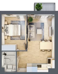 2 pokoje, mieszkanie 36,06 m², piętro 2, oferta nr B’.11, Osiedle Maureska, Toruń, Wrzosy, JAR, ul. Konrada Grasera 2 / Strobanda 6