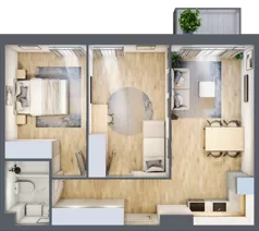 3 pokoje, mieszkanie 54,40 m², piętro 1, oferta nr C.32, Osiedle Maureska, Toruń, Wrzosy, JAR, ul. Konrada Grasera 2 / Strobanda 6