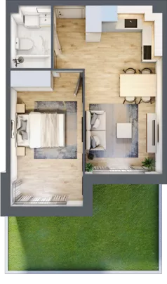 2 pokoje, mieszkanie 35,83 m², piętro 2, oferta nr B’.16, Osiedle Maureska, Toruń, Wrzosy, JAR, ul. Konrada Grasera 2 / Strobanda 6